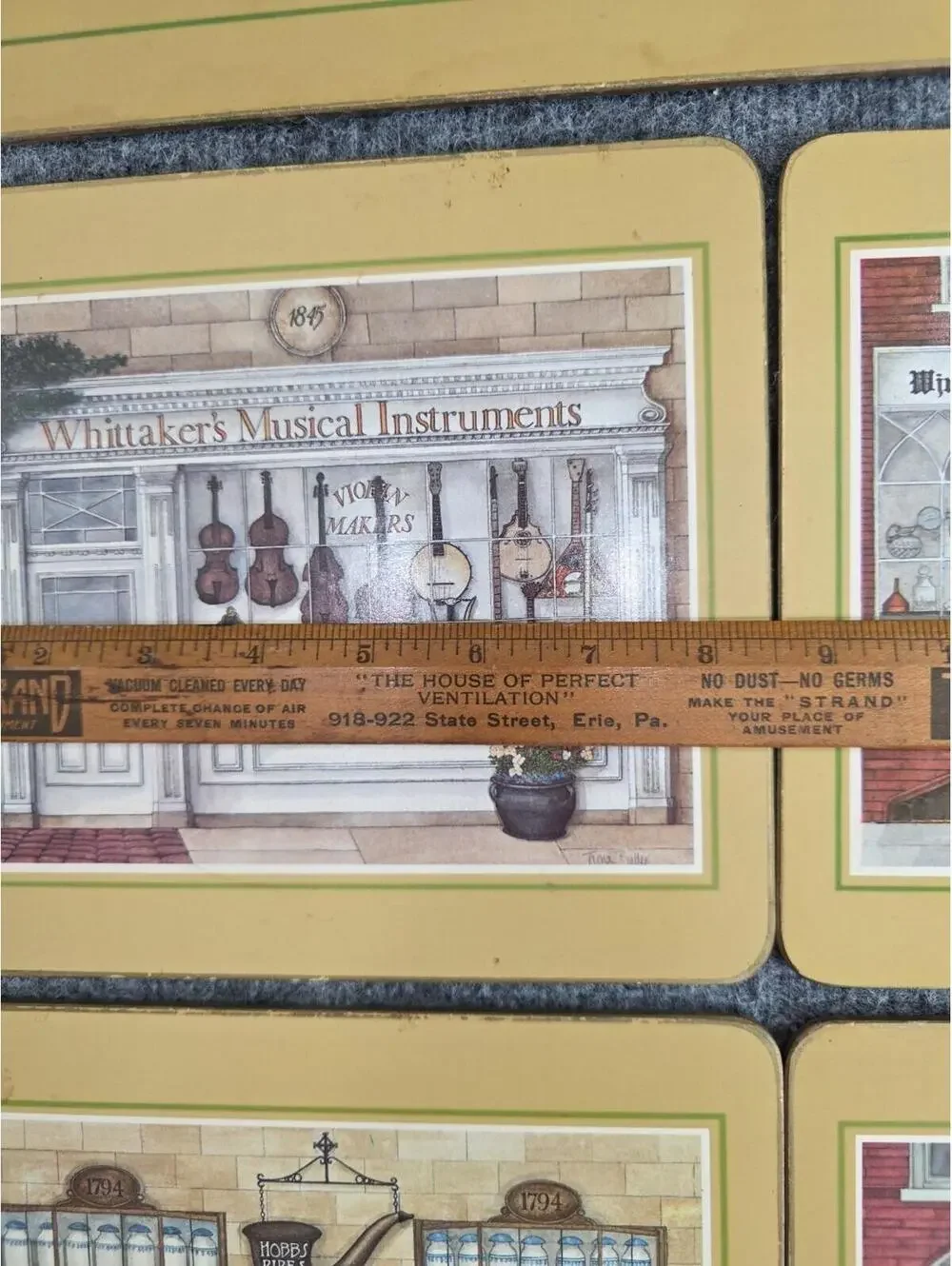 Clover Leaf Cork-backed table Mats (8) Storefronts Of Yesteryear By Fiona Butler